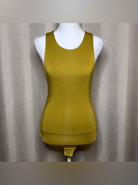21 Saints Chartreuse Green Sleeveless Bodysuit Razorback Stretch Women’s Small